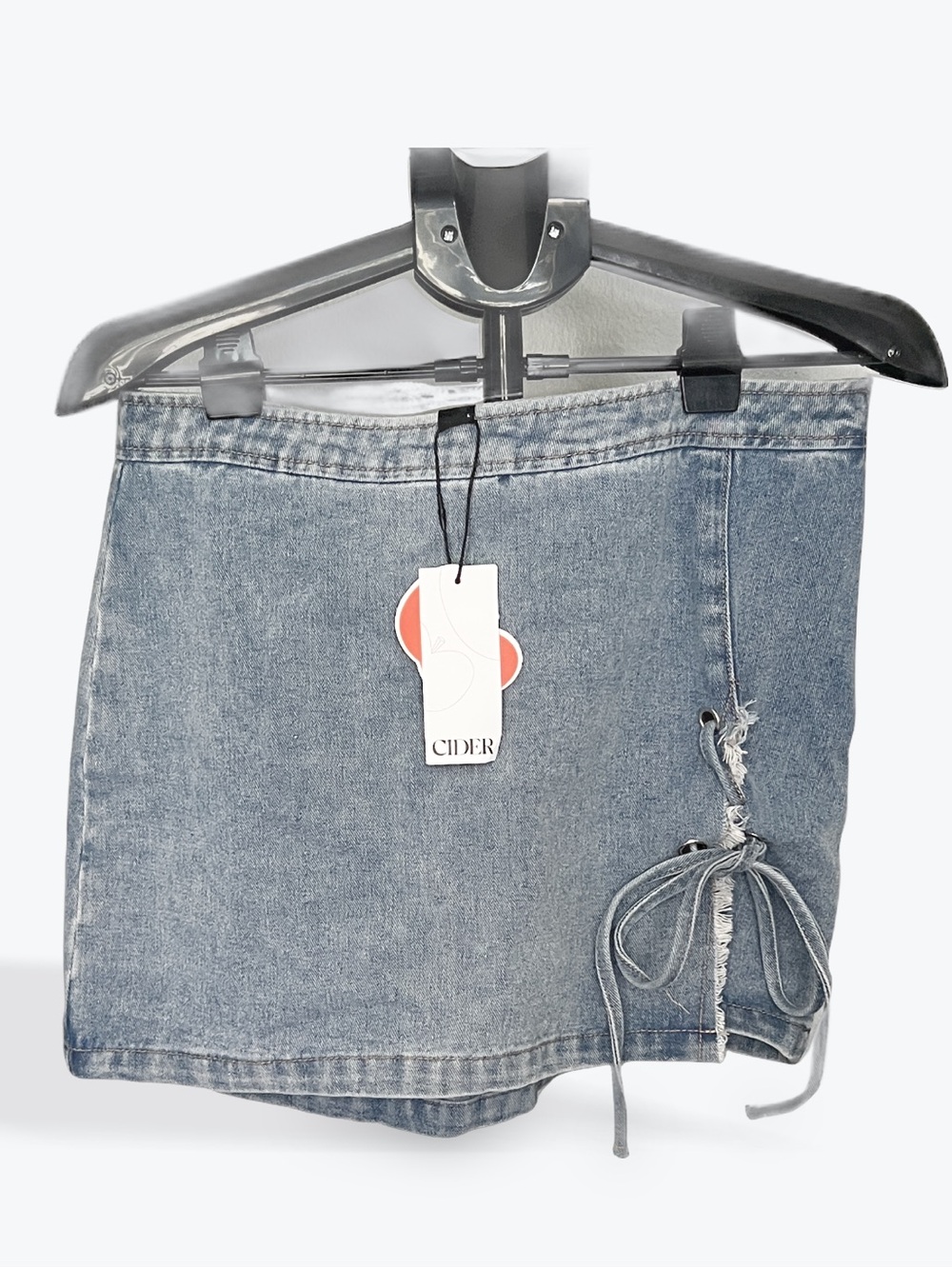Cider Blue Denim Mini Skirt with Side Lace-Up